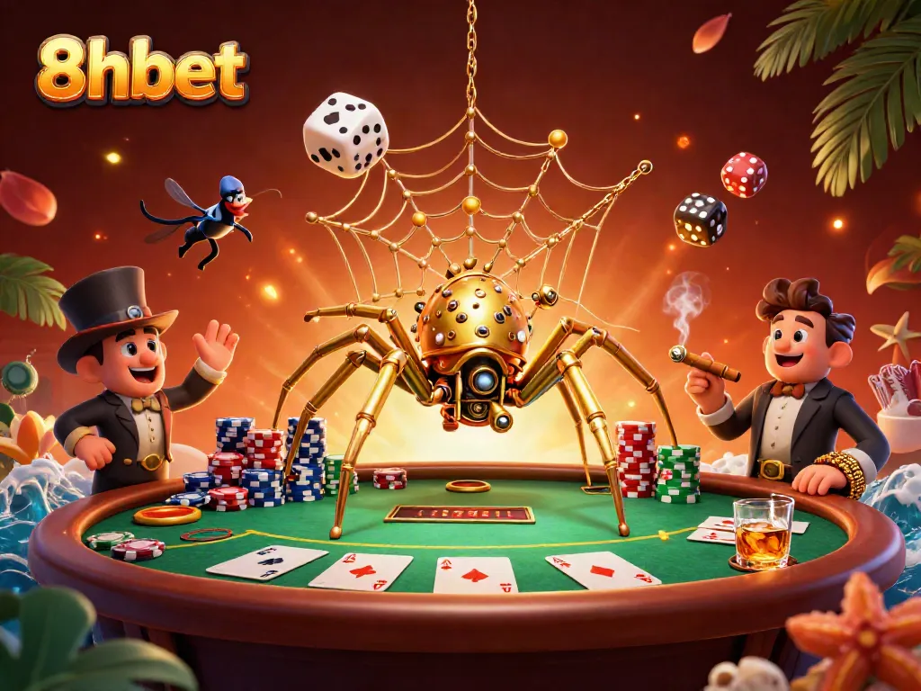 Experience thrilling gameplay at 8xbet with colorful poker elements and a steampunk design.