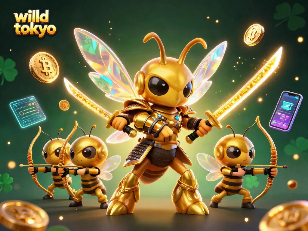 Experience thrilling gameplay in wild tokyo with golden hornet warriors and cryptocurrency elements.